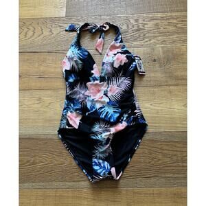 NWT Size Small DKNY Women's One Piece Tummy Control Halter Neckline Swimsuit